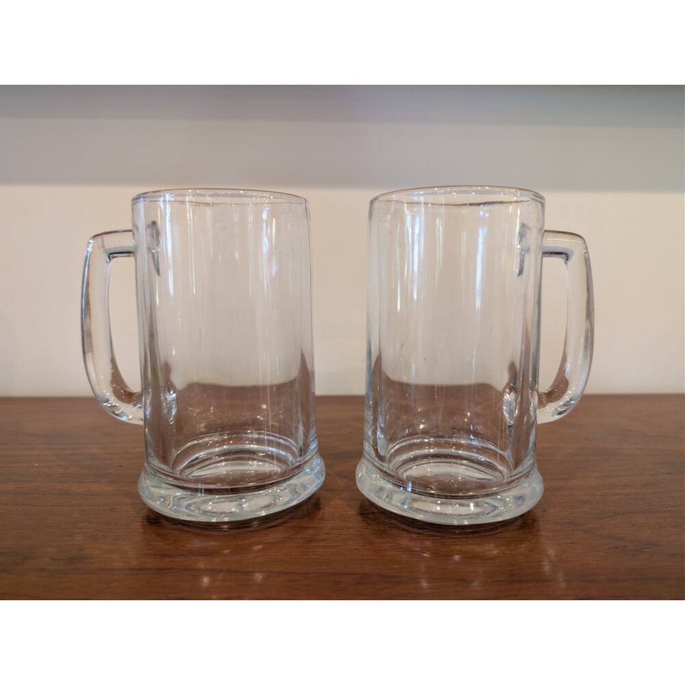 Set of 2 Libbey Clear Glass Handled Beer Mugs – Mexico, Classic Pub Style